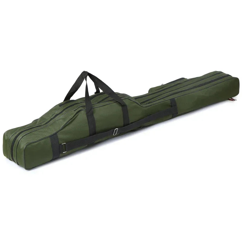 Lixada 3 Layers Fishing Pole Bag Portable Folding Rod Carry Case Fishing Reel Tackle Storage Bag Case