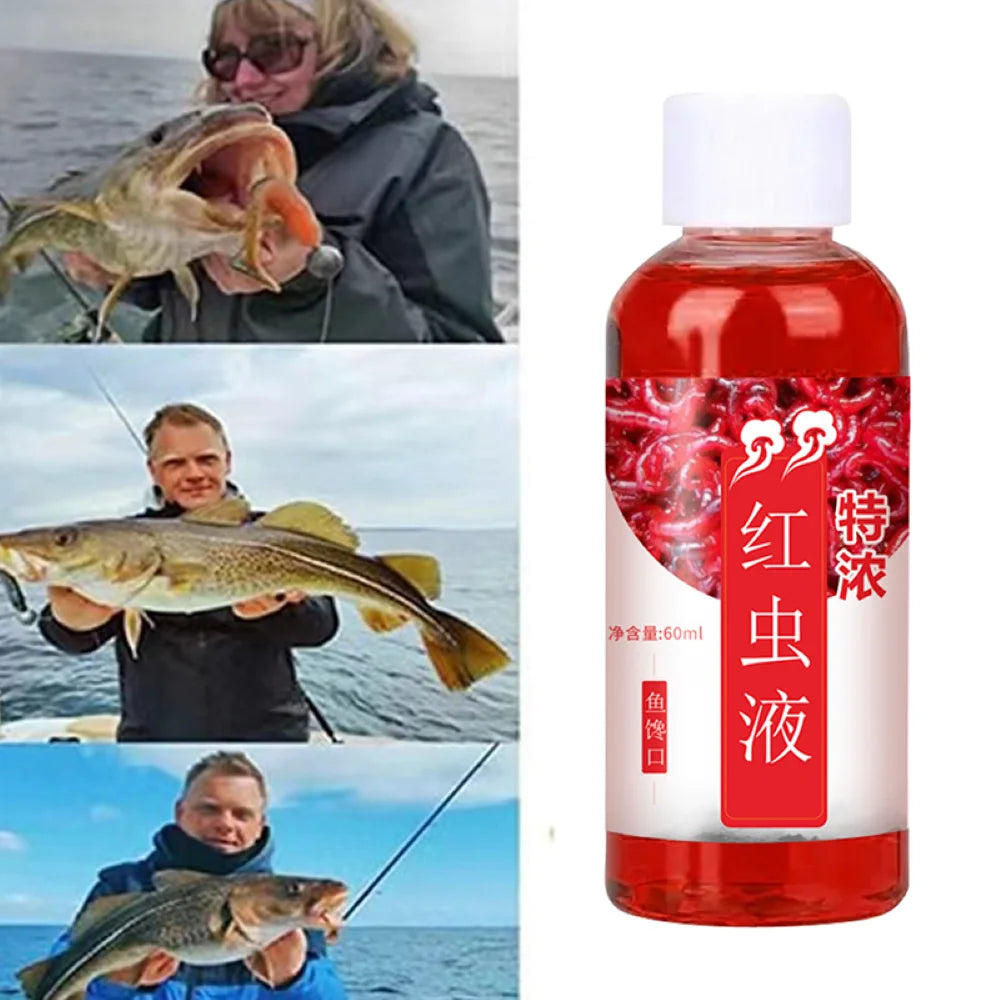 60ML Liquid Blood Worm Scent Fish Attractant Concentrated Red Worm Liquid Fish Bait Additive Perch Catfish Fishing Accessories