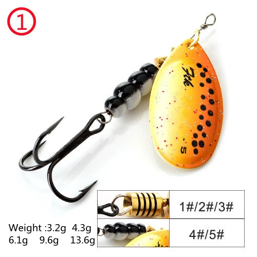 FTK 1PC Spinner Bait 3.2g 4.3g 6.1g 9.6g 13.6g Spinner Bait Spoon Fishing Bass Lure With Treble Hook Tackle High Quality