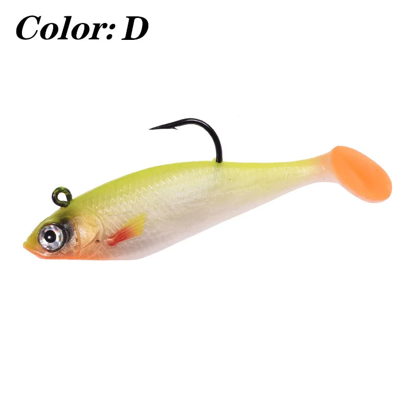 1PCS Jig Head T Tail Silicone Soft Bait 75mm 9.5g Fishing Wobbler Lures Artificial Rubber Baits for Sea Bass Carp Spoon Tackle