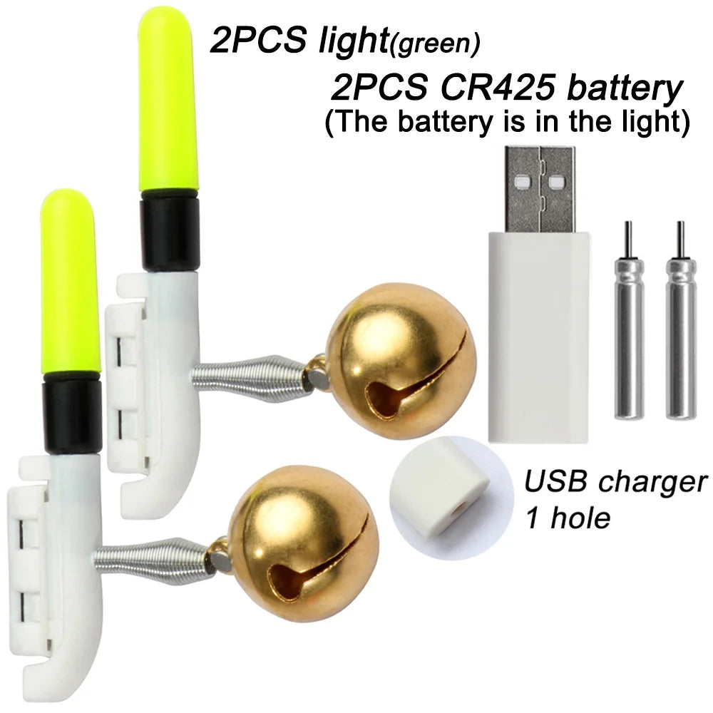 Fishing Light Stick Clip Rod Bell Luminous LED CR425 3.6V Battery USB Charge Tackle Night Bright Fish Bite Alarm Flash Lamp. Night fishing