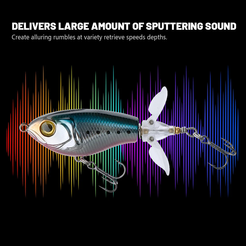 TREHOOK 9g/8g/14g/17g/24g Topwater Whopper Popper Fishing Lures Rotating Double Propeller Tail Artificial Bait Floating Wobblers