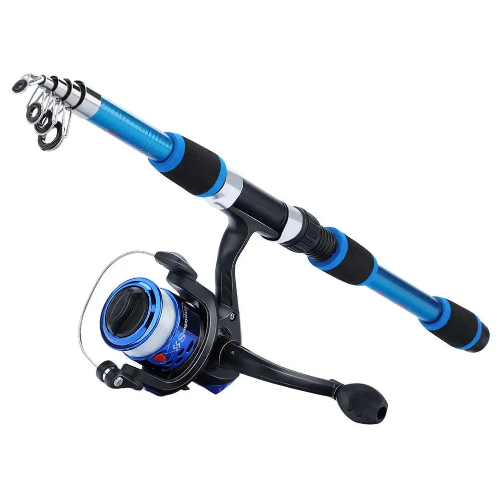 Combo Fishing Rod + Reel Portable 1.8m Telescopic Fishing Rod 5.5:1 Gear Ratio