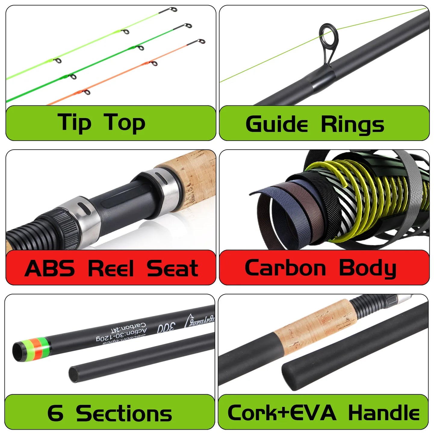 Sougayilang 3M Feeder Fishing Rod Cork Handle Carbon Fibre Spinning Fishing Rods L M H Power 30-120g Lure Weight Carp Pole Pesca