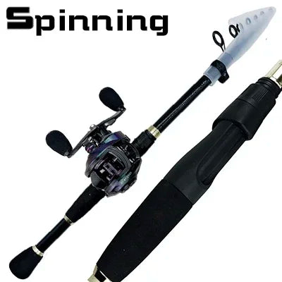 Combo Fishing Rod + Reel GHOTDA Casting/ Spinning Strong Magnetic Brake Baitcasting Reel