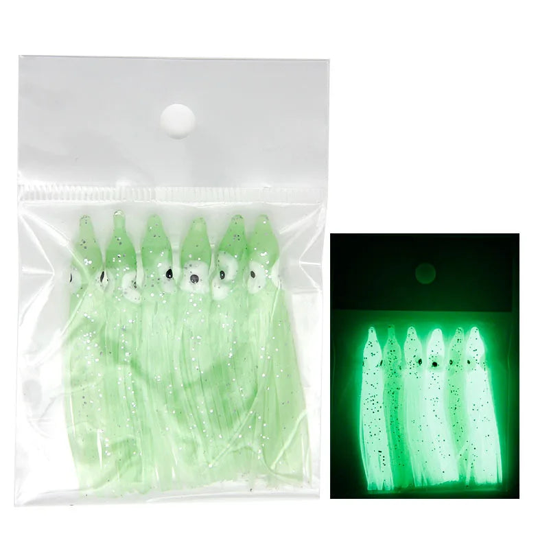 Tuohai Fishing Tackle 6cm Full Luminous Bionic Octopus Soft Bait Sea Fishing Yanyue  Plate Hook Squid Skirt Lure Fake Bait. Night fishing