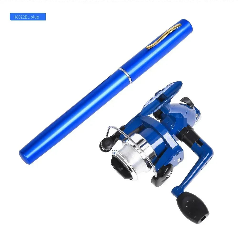 20cm Portable Pocket Telescopic Mini Fishing Pole Pen Shape Folded Fishing Rod with Reel Wheel Portable Mini Fishing Rod