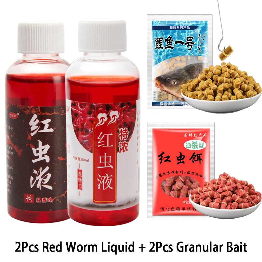 60ML Liquid Blood Worm Scent Fish Attractant Concentrated Red Worm Liquid Fish Bait Additive Perch Catfish Fishing Accessories