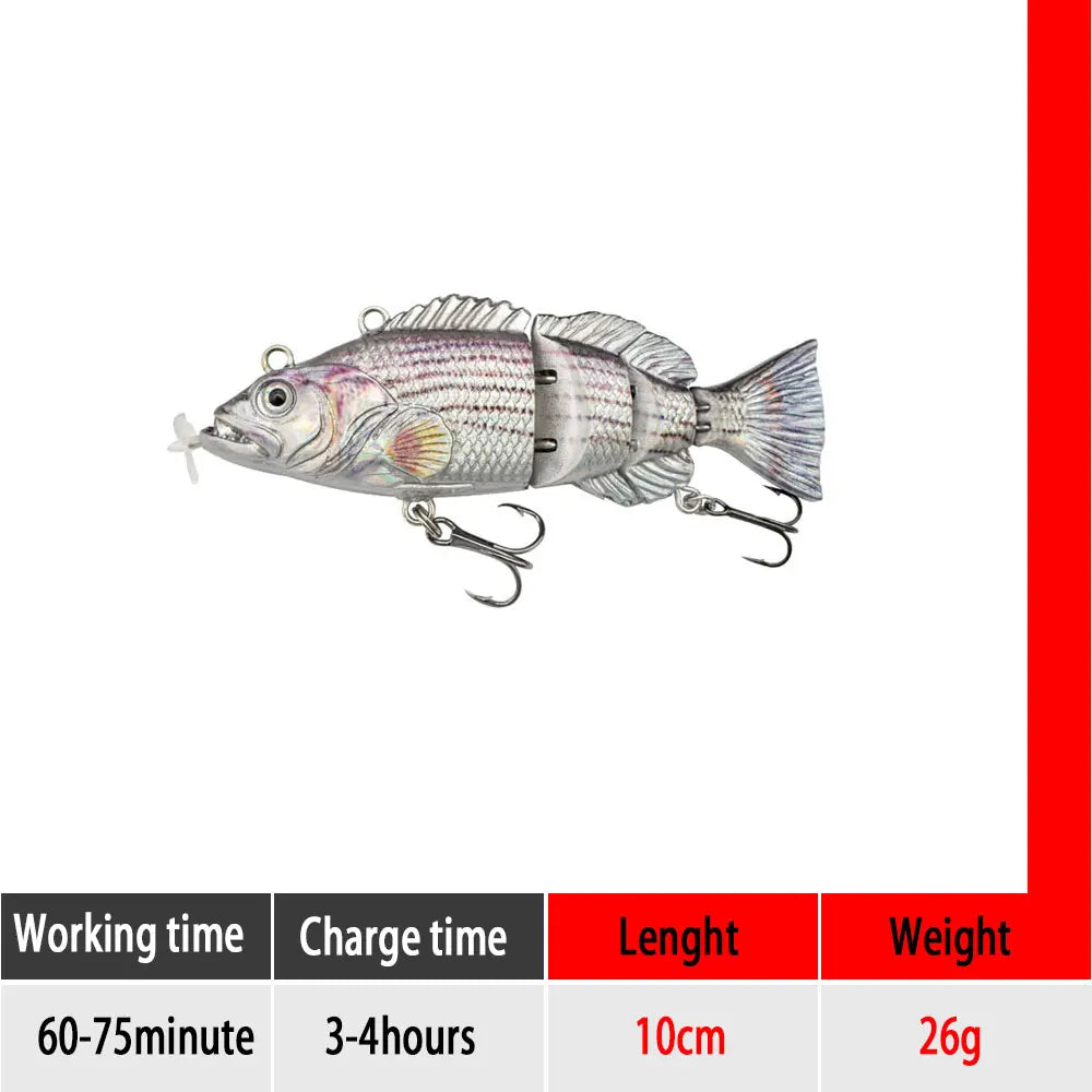 90mm mini Automatic Swimming Robotic Electric Fishing Lure Multi Jointed Bait Auto Swimbait USB LED Light Wobbler for pike