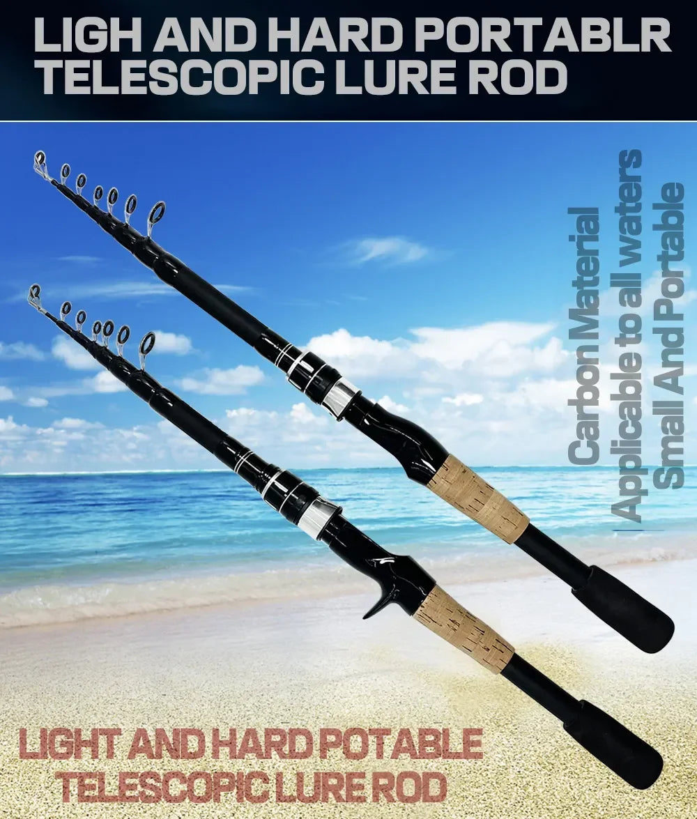 Combo Fishing Rod + Reel Telescopic Lure Rod Spinning Casting Short Jigging Rod 1.5m-2.4m Baitcasting Reel Max Drag 8kg