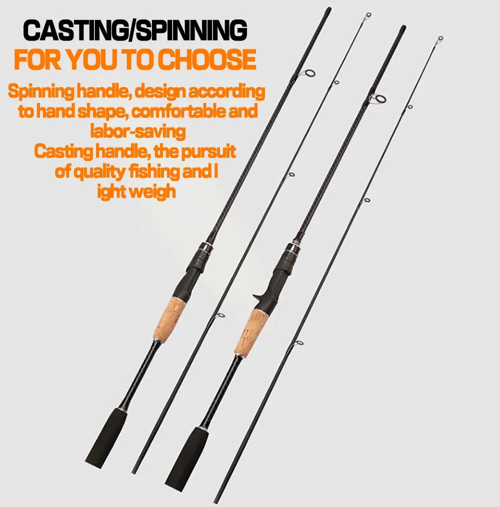 Jigging Bass Trout Fishing Rod, Hard and Fast Ultralight Lure Pole, 2 Sections 1.8m 1.65m Casting Spinning Rod