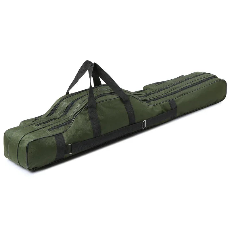 Lixada 3 Layers Fishing Pole Bag Portable Folding Rod Carry Case Fishing Reel Tackle Storage Bag Case