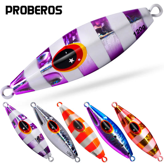 PROBEROS 1pc Glowing Metal Jig Fishing Lure,Bionic Sea Bait with Realistic Action, Durable Slow Pitch Jig for Nighttime Catches