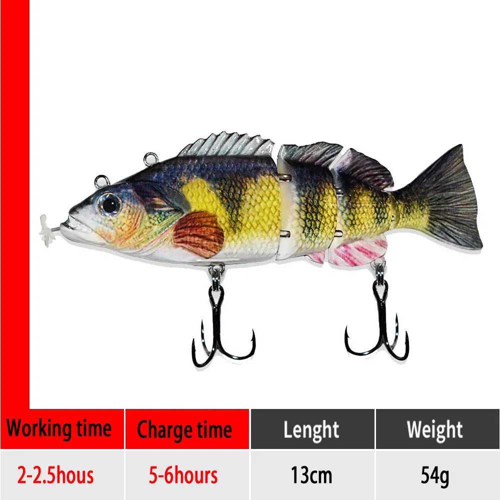 90mm mini Automatic Swimming Robotic Electric Fishing Lure Multi Jointed Bait Auto Swimbait USB LED Light Wobbler for pike