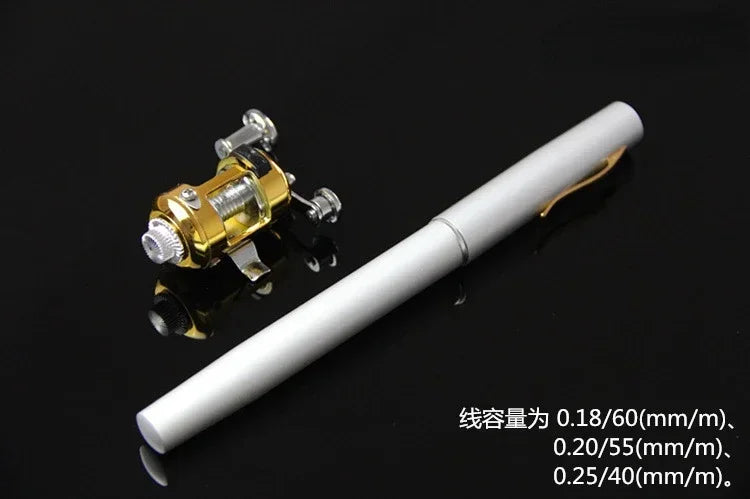 20cm Portable Pocket Telescopic Mini Fishing Pole Pen Shape Folded Fishing Rod with Reel Wheel Portable Mini Fishing Rod