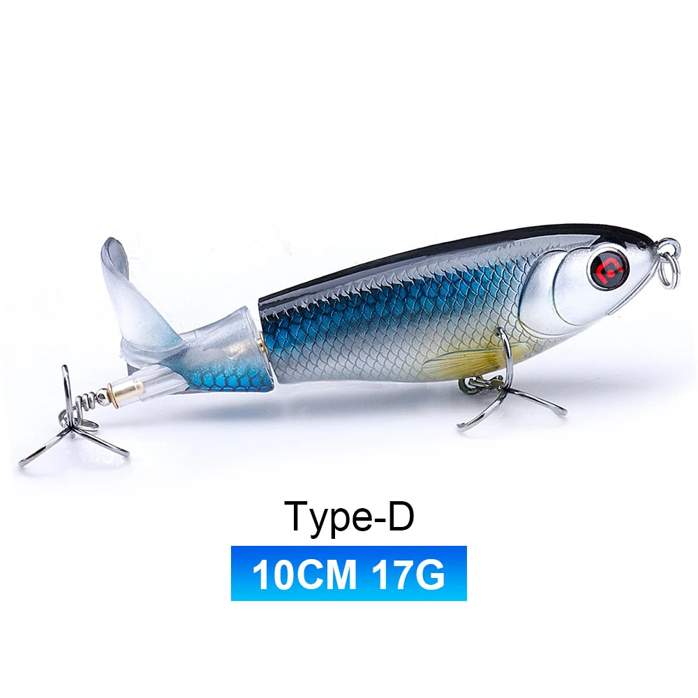 TREHOOK 9g/8g/14g/17g/24g Topwater Whopper Popper Fishing Lures Rotating Double Propeller Tail Artificial Bait Floating Wobblers