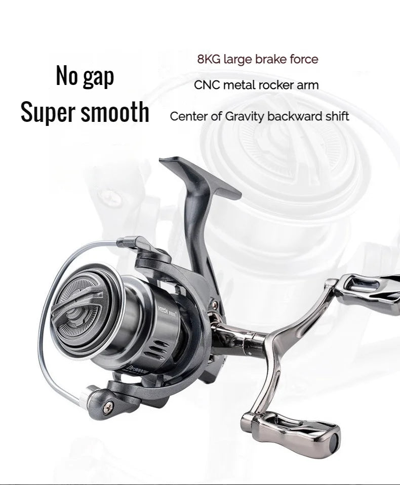 VWVIVIDWORLD 2500-6000 Series，5.2:1Gear Ratio, 8KG Max Drag, CNC Metal Doublel Rocker,Spinning Fishing Reel,For Freshwater Saltw