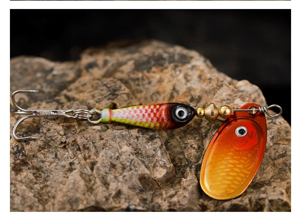 Rotating Metal Spinner Fishing Lures 9.1g 7cm Sequins Iscas Artificial Hard Baits Crap Bass Pike Treble Hook Tackle Accessories