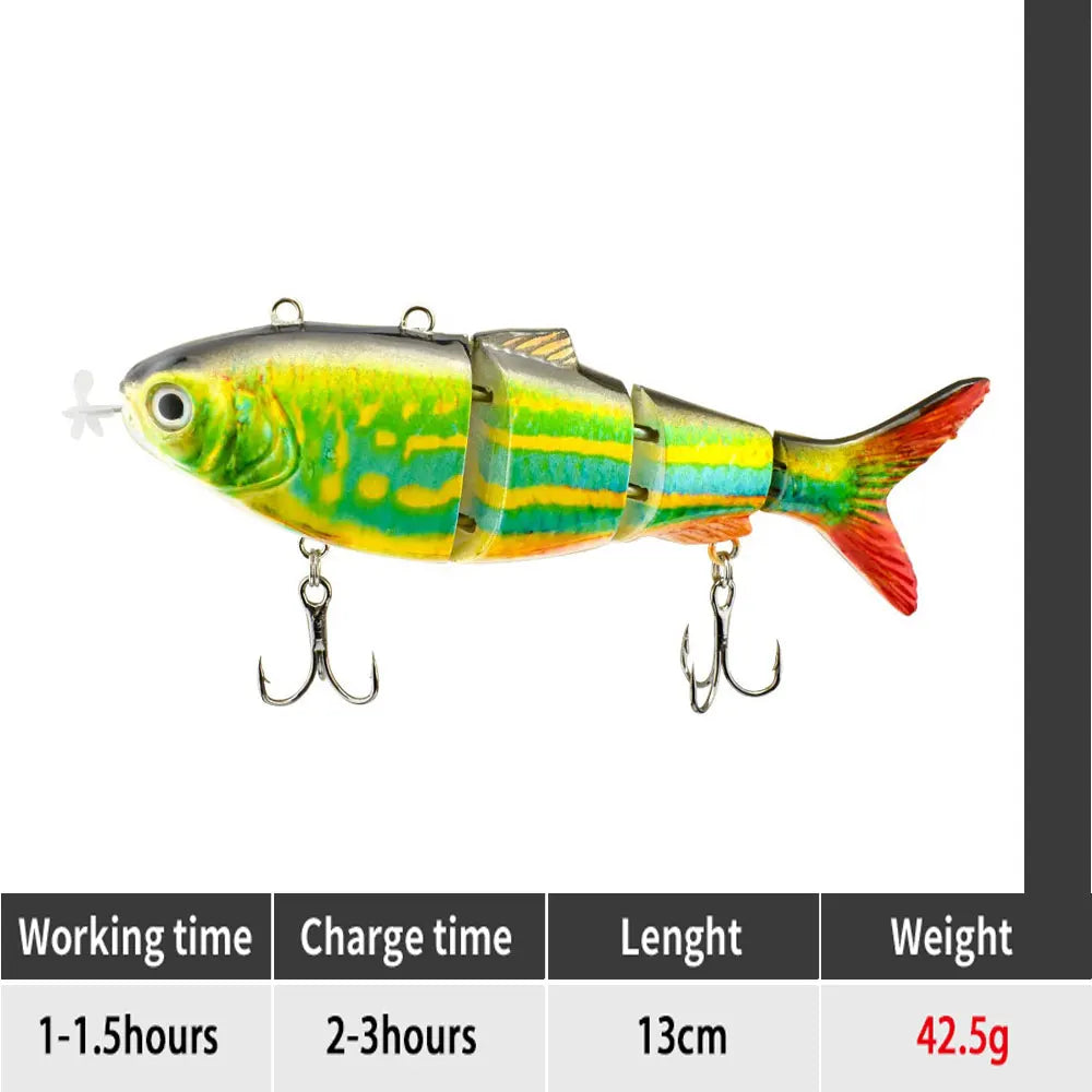 90mm mini Automatic Swimming Robotic Electric Fishing Lure Multi Jointed Bait Auto Swimbait USB LED Light Wobbler for pike