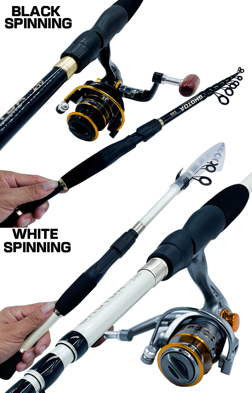 Combo Fishing Rod + Reel Ghotda 1.6-2.4M Telescopic High Speed Reel DC1000/2000/3000/4000Series