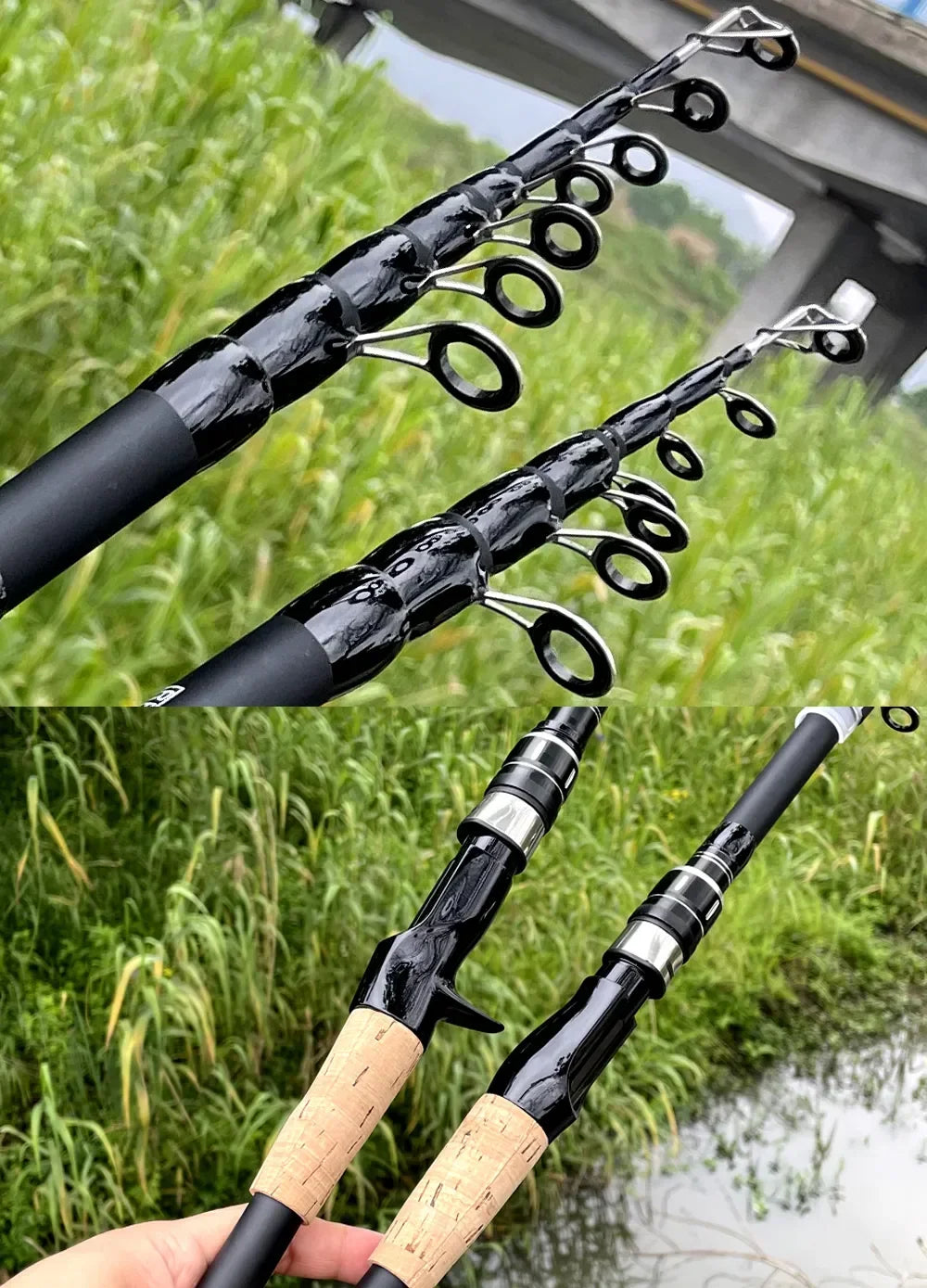 Combo Fishing Rod + Reel Telescopic Lure Rod Spinning Casting Short Jigging Rod 1.5m-2.4m Baitcasting Reel Max Drag 8kg