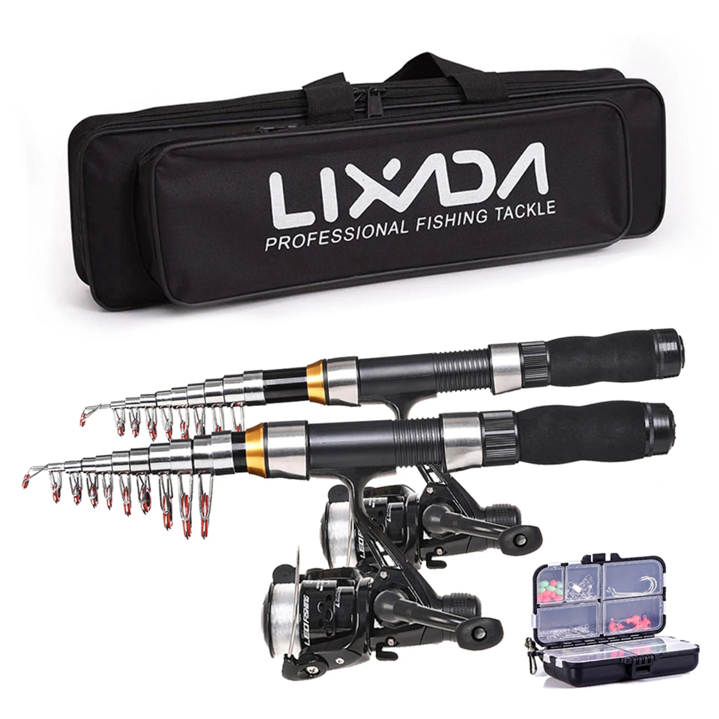 Combo Fishing Rod + Reel Lixada 2.1m 2.3 m Telescopic  Bag Case Pesca Gear Set