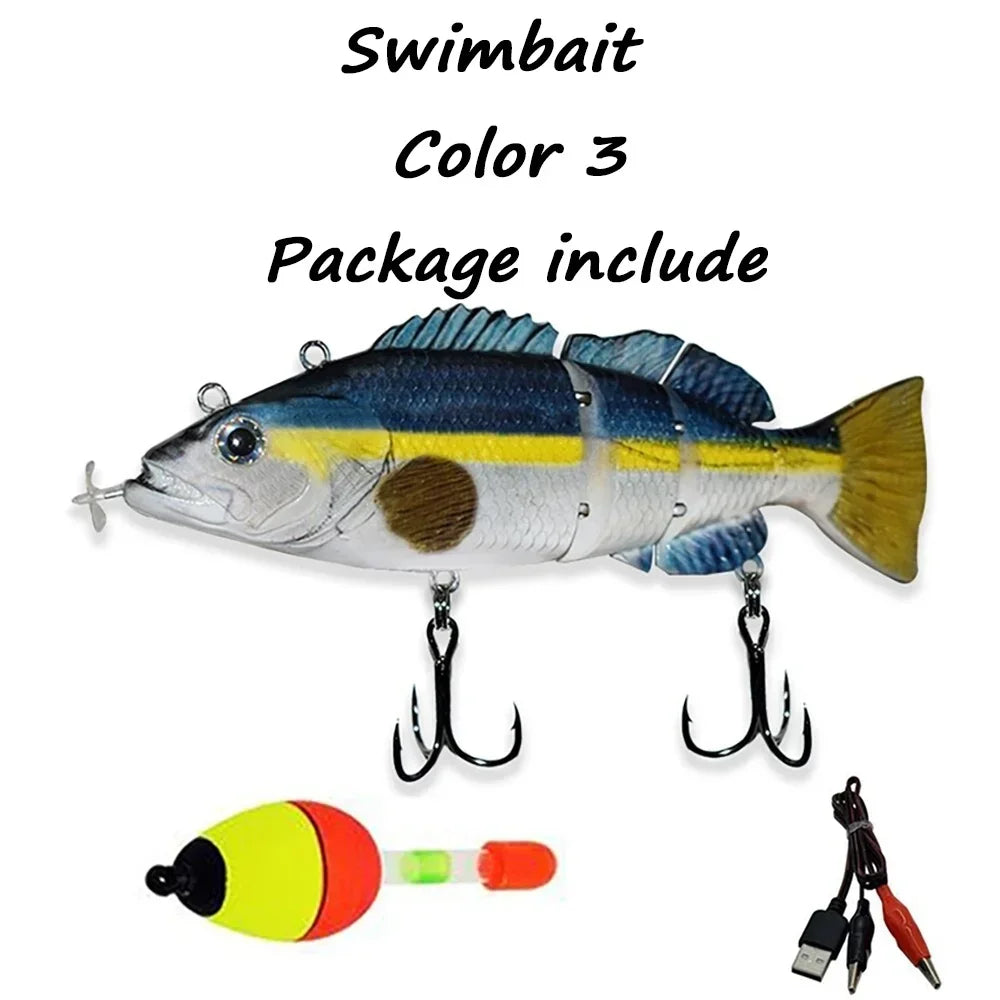 New 13CM Robotic Fishing Lure Electric Auto Swimming Bait 4-Segment Wobbler Outdoor Sport Swimbait USB Rechargeable Accessories