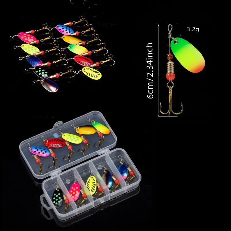 16PCS/10PCS Waterdrop Metal Spoon Spinner Fishing Lure Set with Hook Artificial Bait Kit Crankbaits for Freshwater and Saltwater