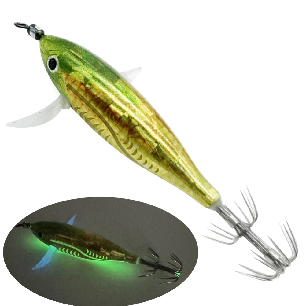 Squid Jigging Shrimp Hook 5.5g Octopus Cuttlefish Fishing Baits Glow In Dark for Night Fishing Freshwater. Night fishing