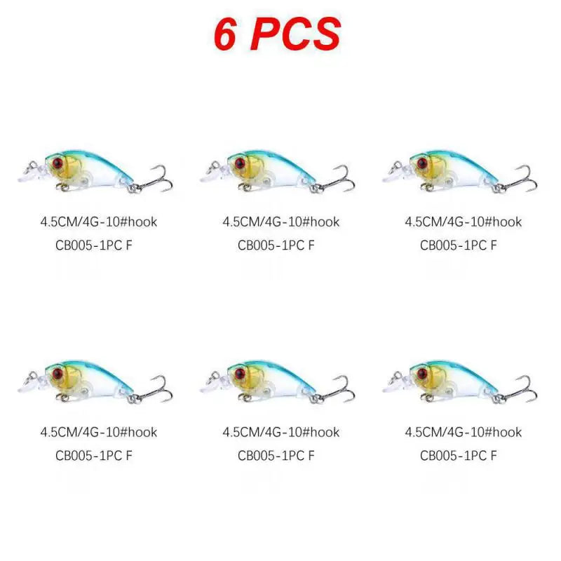 1~8PCS Mixed Colors Minnow Fishing Lures Set 4.5cm 3.5g Mini Crank Wobblers With Treble Hooks Tackle Topwater Swim Crankbaits