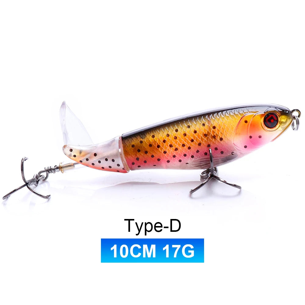 TREHOOK 9g/8g/14g/17g/24g Topwater Whopper Popper Fishing Lures Rotating Double Propeller Tail Artificial Bait Floating Wobblers