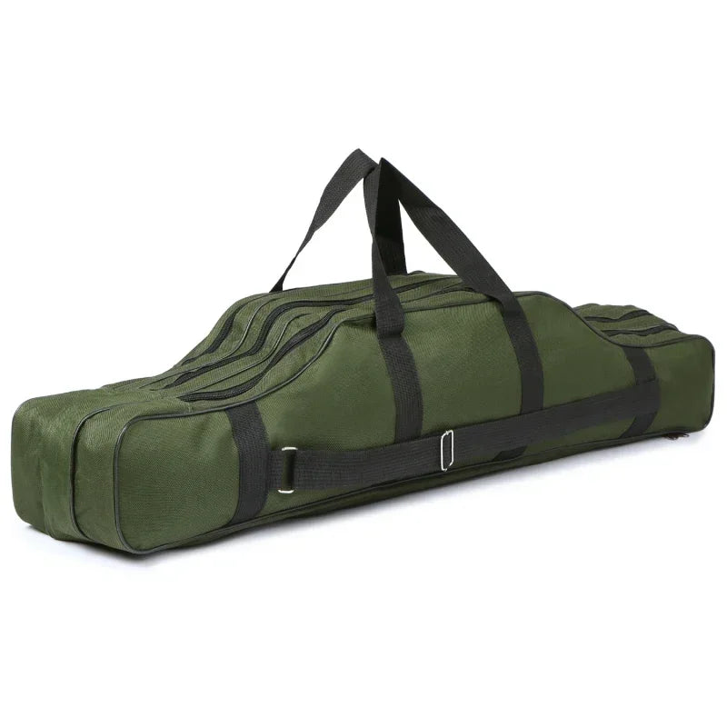 Lixada 3 Layers Fishing Pole Bag Portable Folding Rod Carry Case Fishing Reel Tackle Storage Bag Case