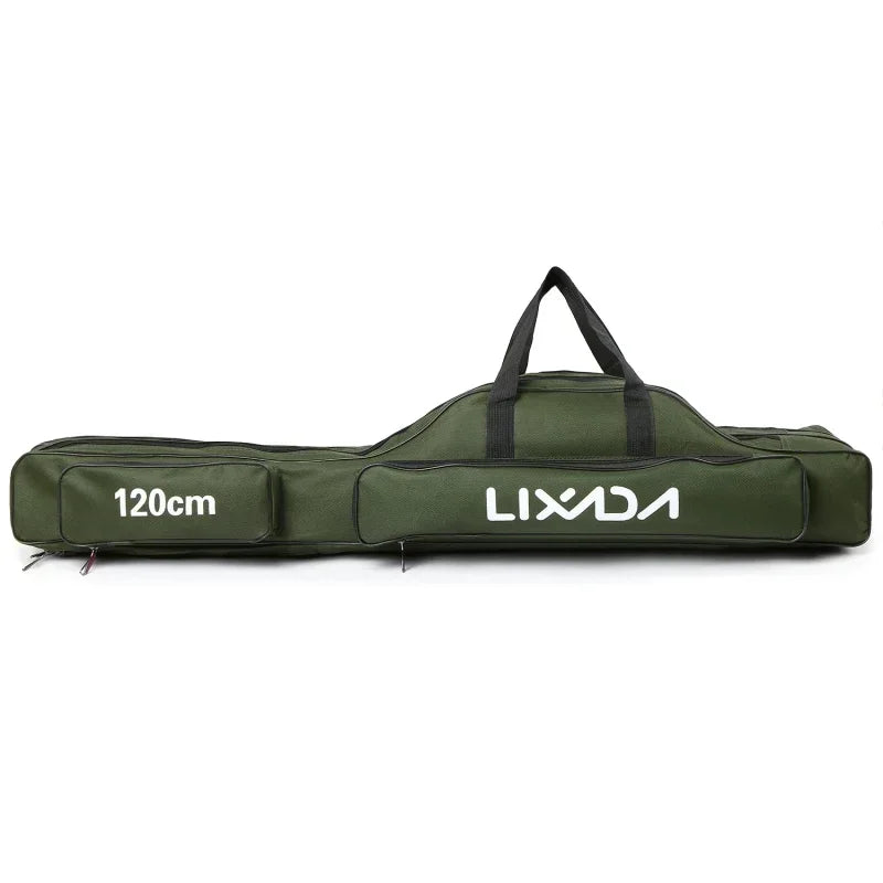 Lixada 3 Layers Fishing Pole Bag Portable Folding Rod Carry Case Fishing Reel Tackle Storage Bag Case