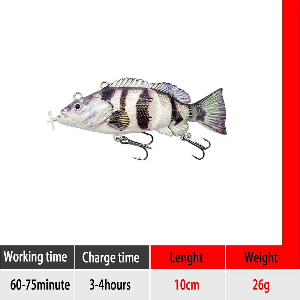 90mm mini Automatic Swimming Robotic Electric Fishing Lure Multi Jointed Bait Auto Swimbait USB LED Light Wobbler for pike