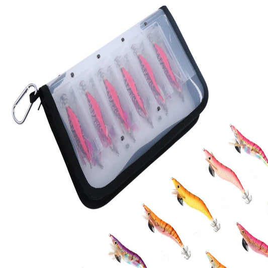 ILURE Plastic Transparent Visual Squid Jig Lure Hooks Storage Case Wooden Shrimp Octopus Egi Waterproof Fishing Tackle Bag