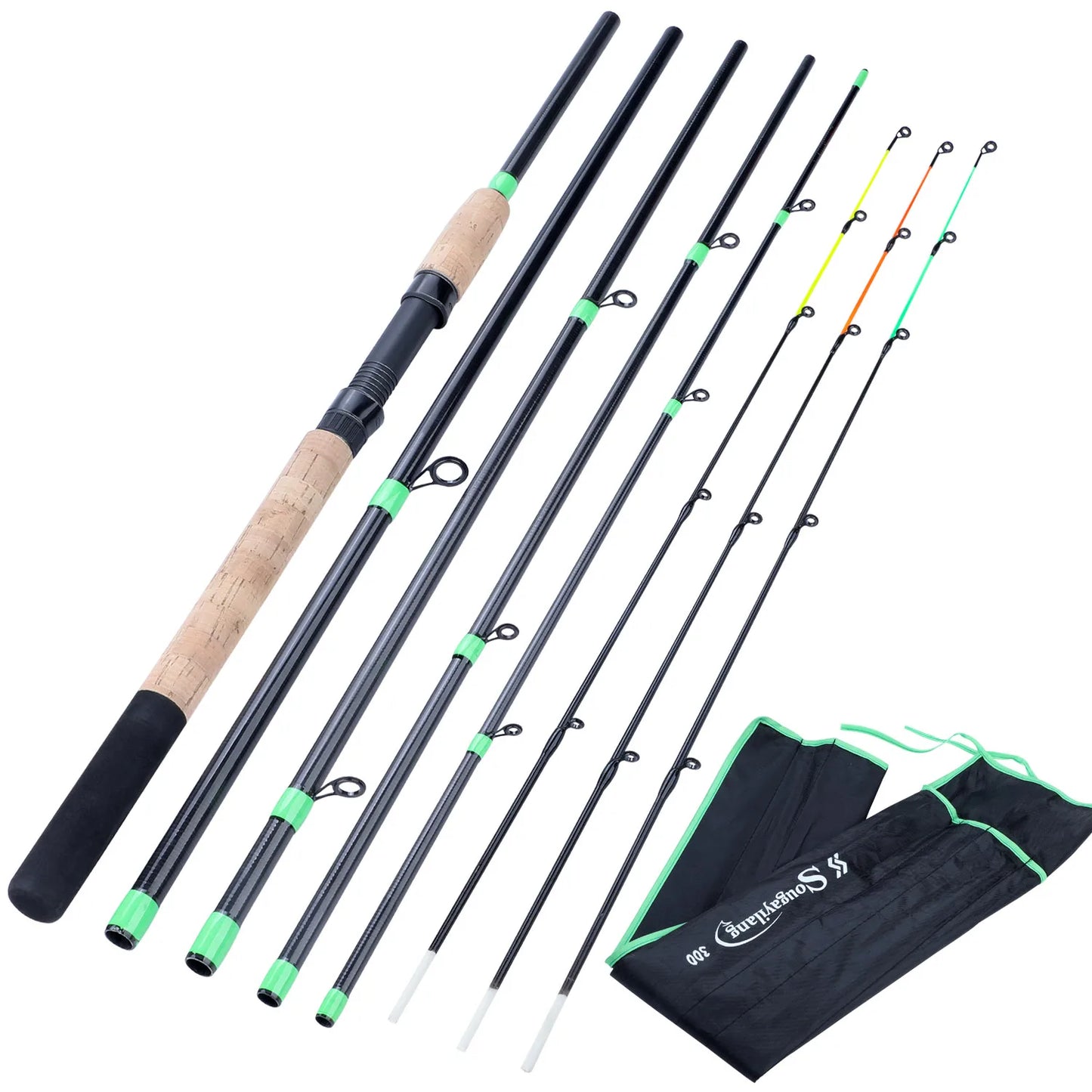 Sougayilang 3M Feeder Fishing Rod Cork Handle Carbon Fibre Spinning Fishing Rods L M H Power 30-120g Lure Weight Carp Pole Pesca