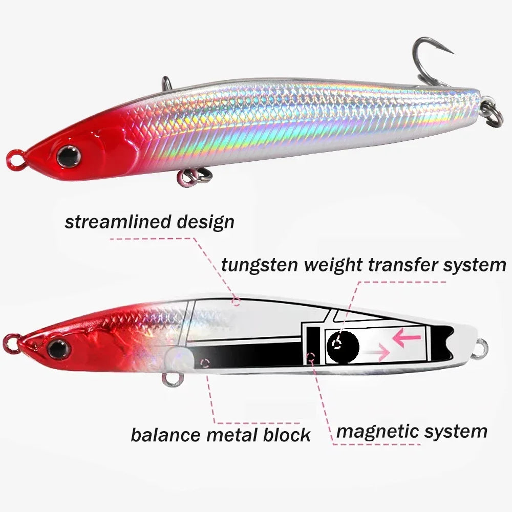 Sinking Pencil Bait 16g 9.8cm Wobbler 12g 8.5cm Popper Weight Transfer Pesca Swimbait Cast Minnow Silicone Tackle Fishing Lure