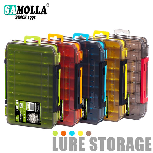 SAMOLLA Double-Sided Compact Tackle Box - Streamline Fishing with Durable, Versatile Organizer for Lures, Hooks, Baits