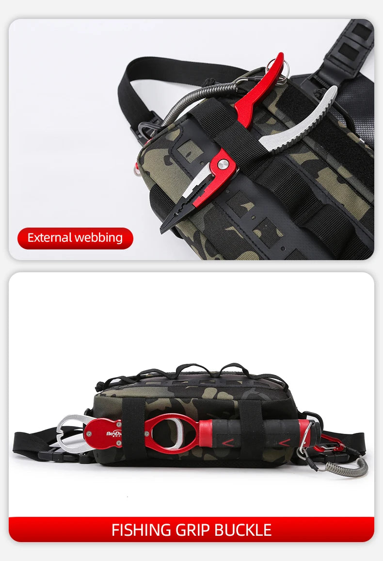 Fishing Vest Bag Men's Camo Fishing Lures Utility Tackle Chest Bags Waist Pack Outdoor Mountaineering Camping Hiking EDC Hunting