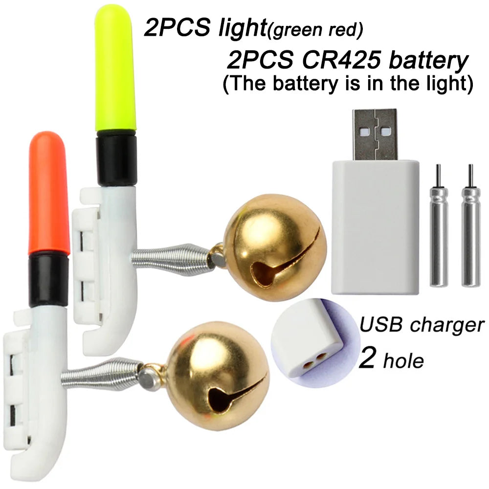 Fishing Light Stick Clip Rod Bell Luminous LED CR425 3.6V Battery USB Charge Tackle Night Bright Fish Bite Alarm Flash Lamp. Night fishing