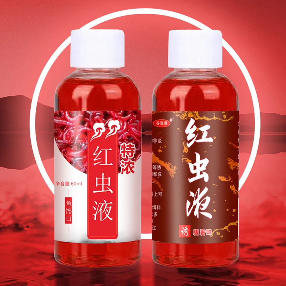 60ML Liquid Blood Worm Scent Fish Attractant Concentrated Red Worm Liquid Fish Bait Additive Perch Catfish Fishing Accessories