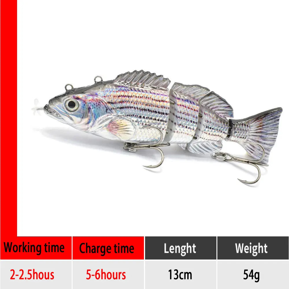 90mm mini Automatic Swimming Robotic Electric Fishing Lure Multi Jointed Bait Auto Swimbait USB LED Light Wobbler for pike