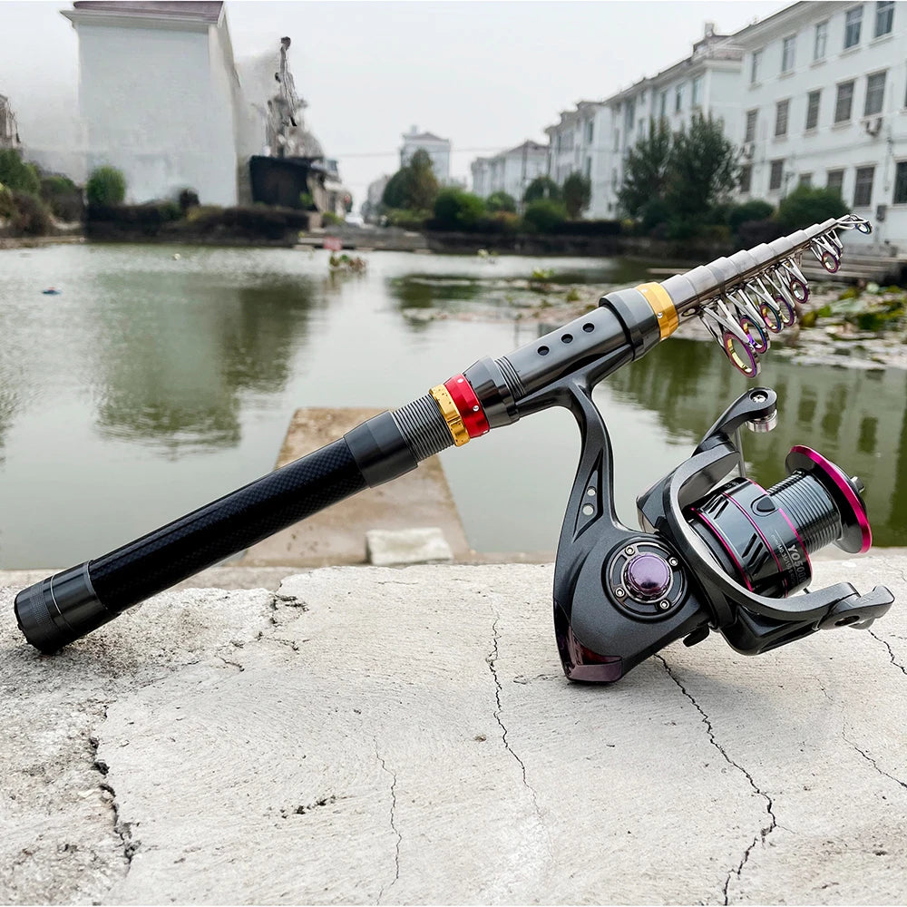 Combo Fishing Rod + Reel 1.8M-3.6M Telescopic  Good Elasticity Strong