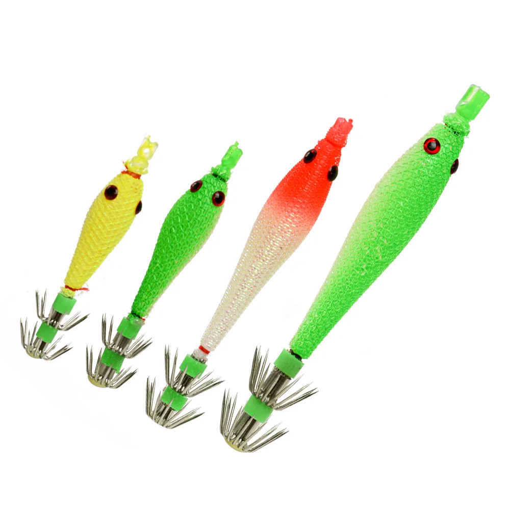 Glow Blowing Tube Fishing Hook Soft Squid Hook Glow Squid Hook Sea Fishing Biomimetic Bait. Night fishing