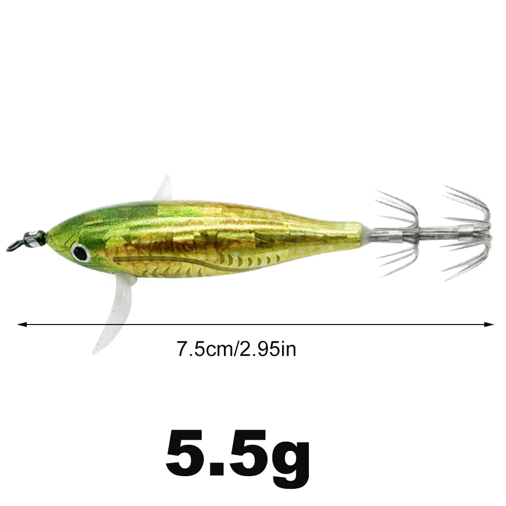 Squid Jigging Shrimp Hook 5.5g Octopus Cuttlefish Fishing Baits Glow In Dark for Night Fishing Freshwater. Night fishing