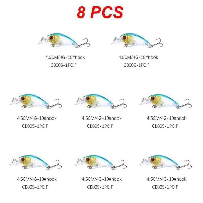 1~8PCS Mixed Colors Minnow Fishing Lures Set 4.5cm 3.5g Mini Crank Wobblers With Treble Hooks Tackle Topwater Swim Crankbaits