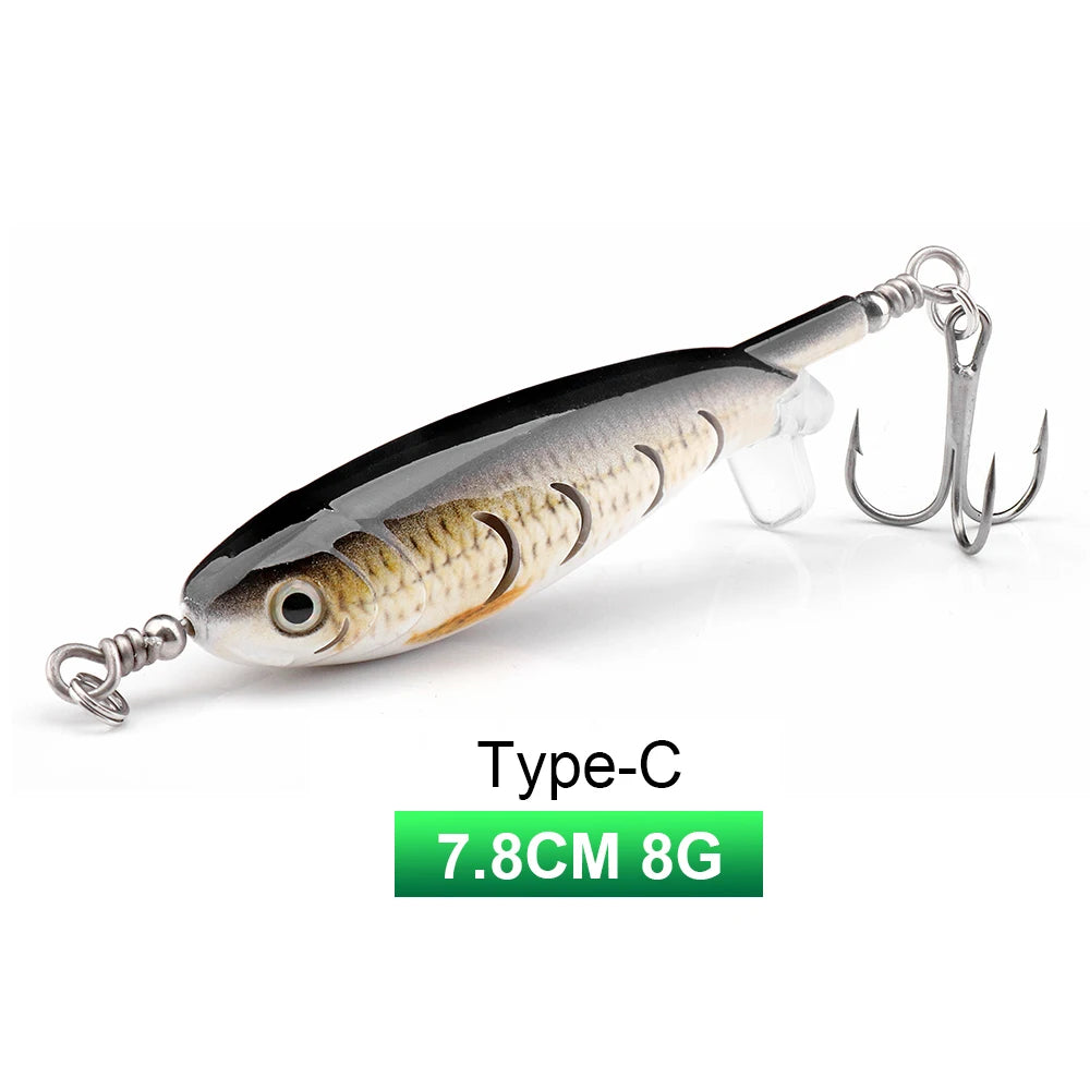 TREHOOK 9g/8g/14g/17g/24g Topwater Whopper Popper Fishing Lures Rotating Double Propeller Tail Artificial Bait Floating Wobblers