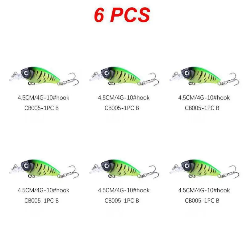 1~8PCS Mixed Colors Minnow Fishing Lures Set 4.5cm 3.5g Mini Crank Wobblers With Treble Hooks Tackle Topwater Swim Crankbaits