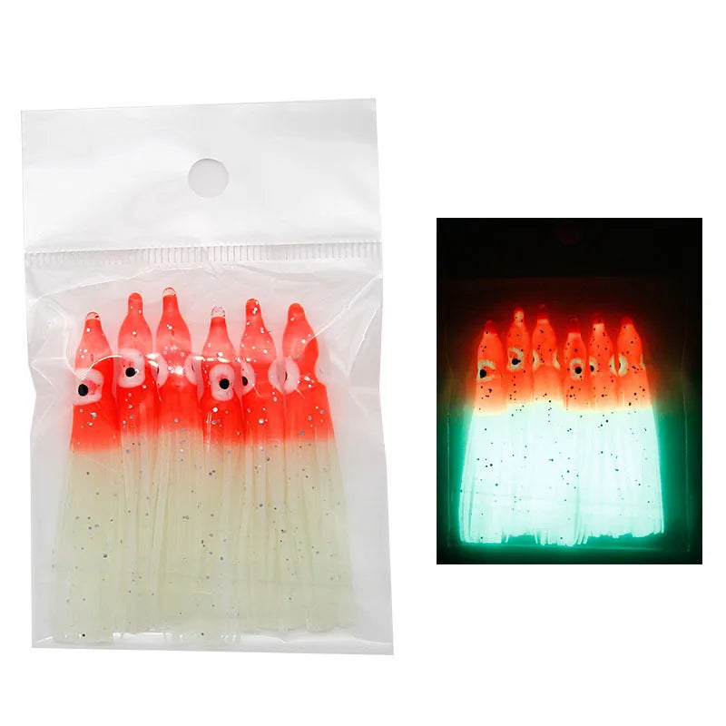 Tuohai Fishing Tackle 6cm Full Luminous Bionic Octopus Soft Bait Sea Fishing Yanyue  Plate Hook Squid Skirt Lure Fake Bait. Night fishing