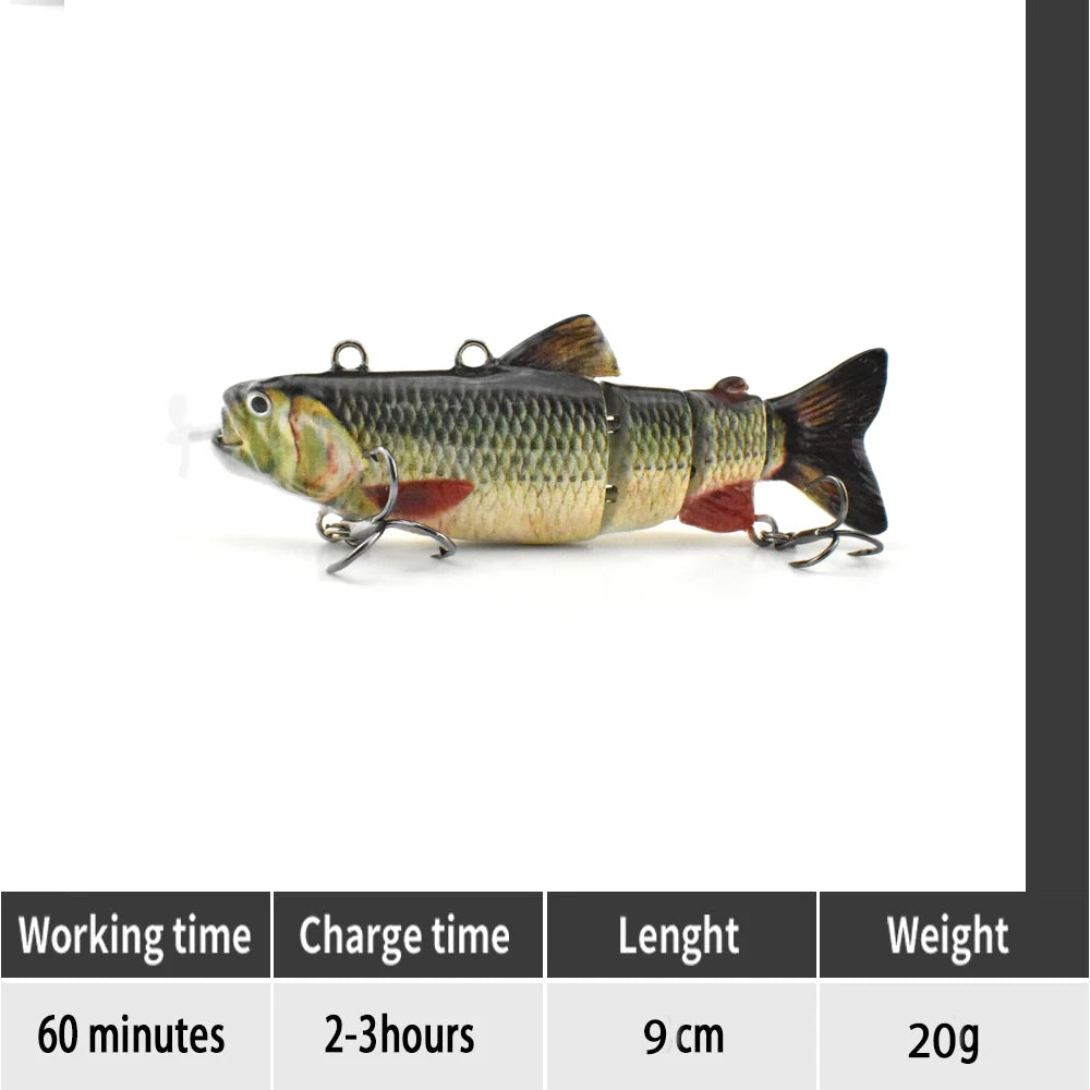 90mm mini Automatic Swimming Robotic Electric Fishing Lure Multi Jointed Bait Auto Swimbait USB LED Light Wobbler for pike